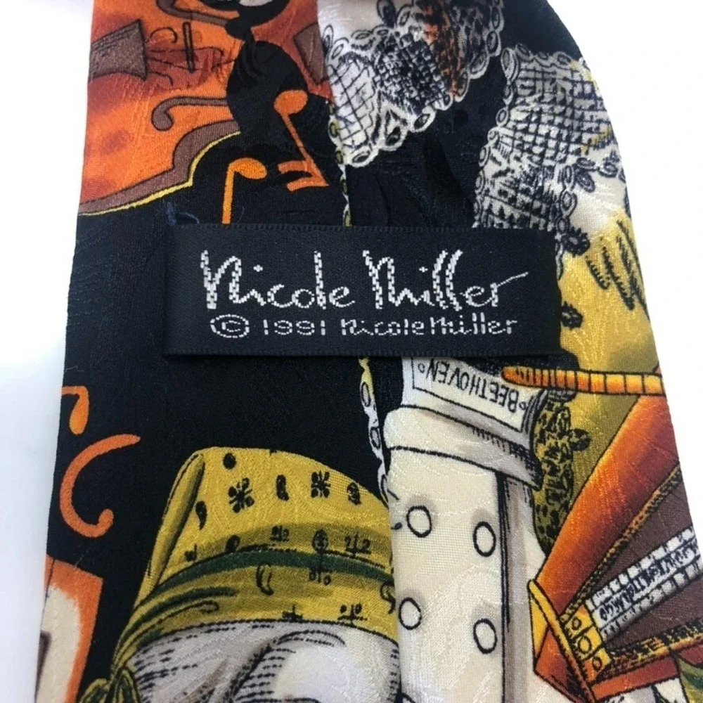 Vintage Nicole Miller Silk Tie Mens Classical Music Teacher Business Career